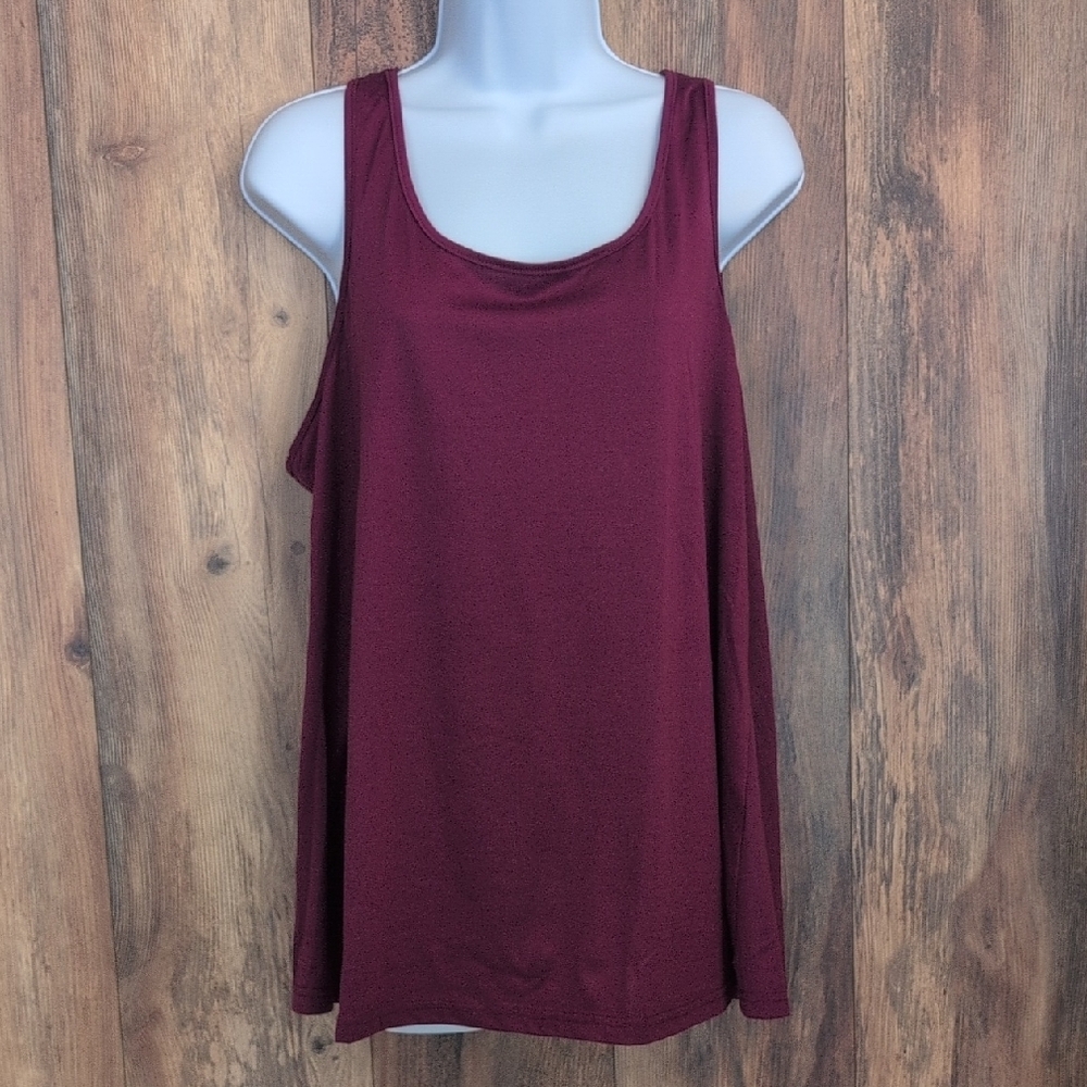 Chic Maroon Sleeveless Plus Size Tank Top 1XL           -623G
